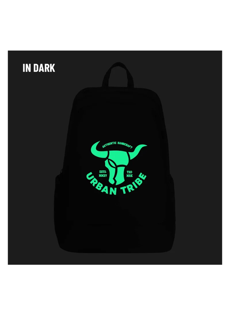 إربان ترايب URBAN TRIBE Night Rider 15.6 Inch Laptop Backpack for Men & Women | 23 L Smart Black Casual Backpack | Glow In Dark Multi Pocket & Water Repellent, Black, M, Authentic