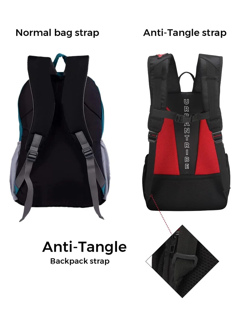 URBAN TRIBE URBAN TRIBE Night Rider 15.6 Inch Laptop Backpack for Men & Women | 23 L Smart Black Casual Backpack | Glow In Dark Multi Pocket & Water Repellent, Black, M, Authentic