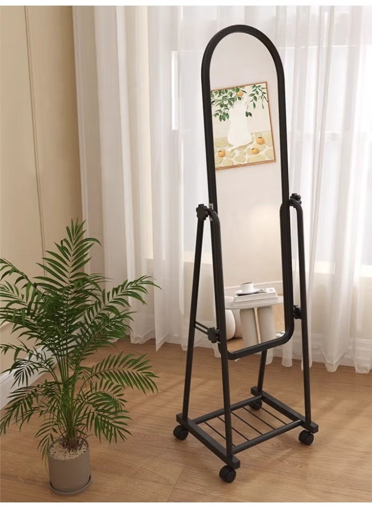 Raqi Full Length Standing Mirror with Wheels and Stand – Durable Black Metal Frame – Modern Rolling Floor Mirror for Bedroom and Dressing Room 150×38 cm - Image 4