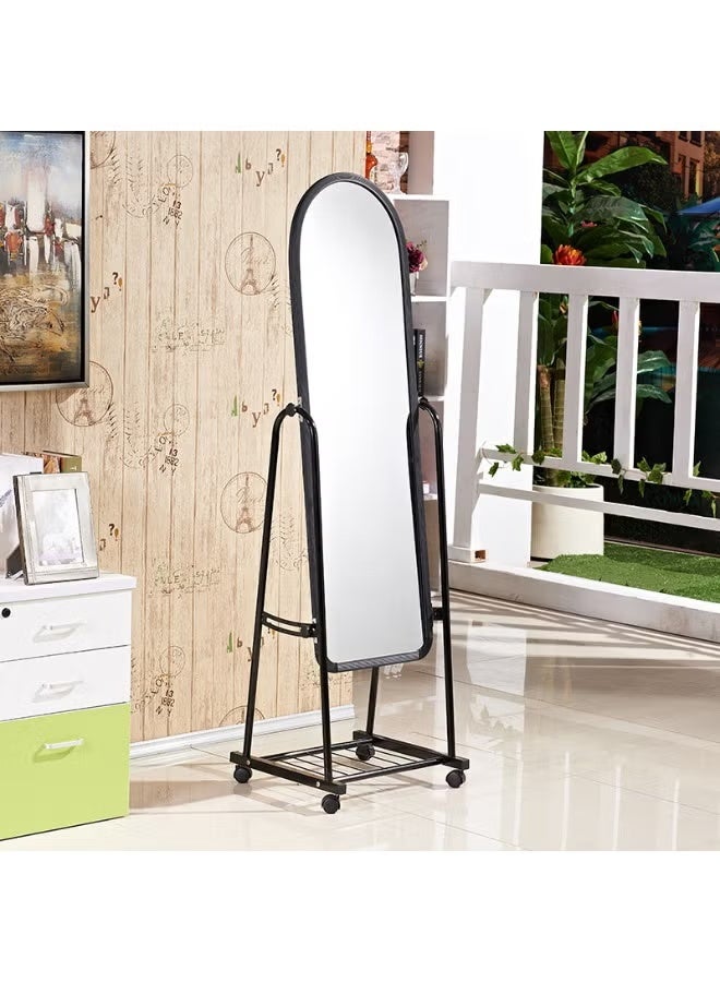 Raqi Full Length Standing Mirror with Wheels and Stand – Durable Black Metal Frame – Modern Rolling Floor Mirror for Bedroom and Dressing Room 150×38 cm - Image 5