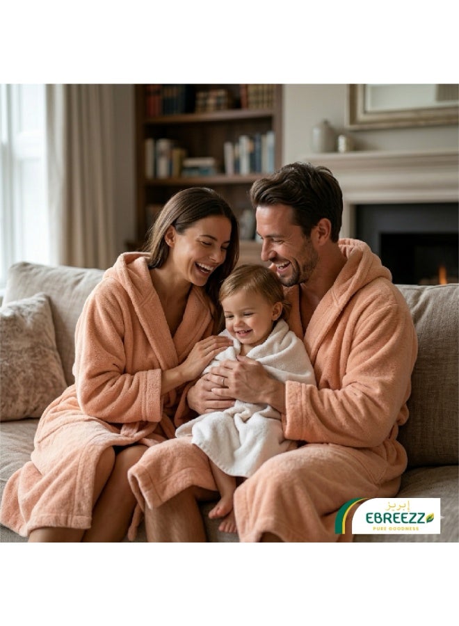 EBREEZZ Premium Terry Cotton Bathrobe with Hood – 350 GSM Ultra Soft Absorbent Robe - Image 4
