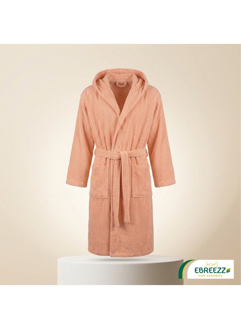 EBREEZZ Premium Terry Cotton Bathrobe with Hood – 350 GSM Ultra Soft Absorbent Robe - Image 5