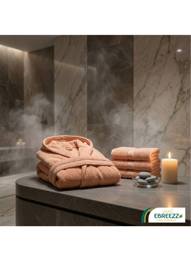 EBREEZZ Premium Terry Cotton Bathrobe with Hood – 350 GSM Ultra Soft Absorbent Robe - Image 2