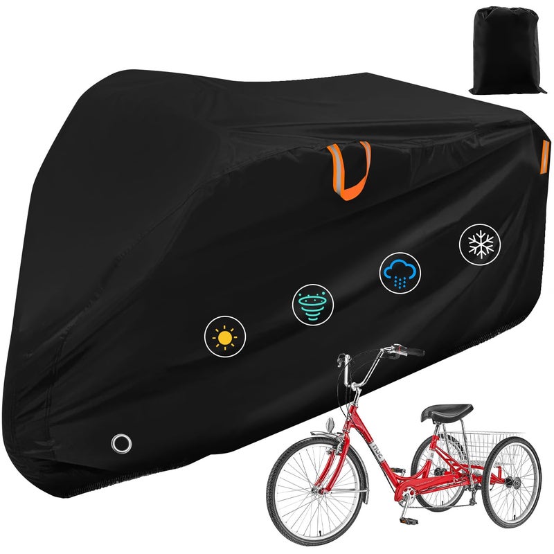Aibiley Adult Tricycle Cover Outdoor Storage Waterproof ,Heavy Duty Anti-UV 420D Tearproof Bike Covers Fit for Electric Trike,3 Wheels eTrike Bicycle, All Weather Use,Windproof Buckle,Lock Hole - Image 1
