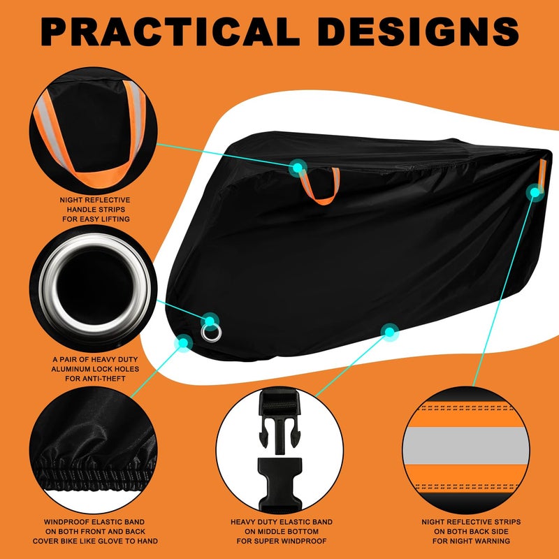 Aibiley Adult Tricycle Cover Outdoor Storage Waterproof ,Heavy Duty Anti-UV 420D Tearproof Bike Covers Fit for Electric Trike,3 Wheels eTrike Bicycle, All Weather Use,Windproof Buckle,Lock Hole - Image 3