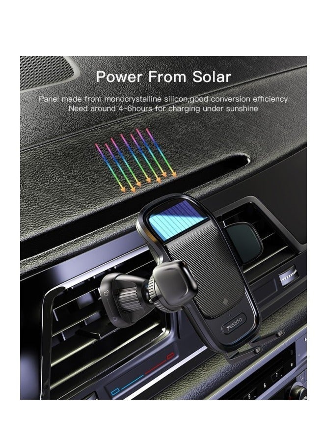 Yesido C164 Solar Car Phone Holder with Wireless Charging - Image 3