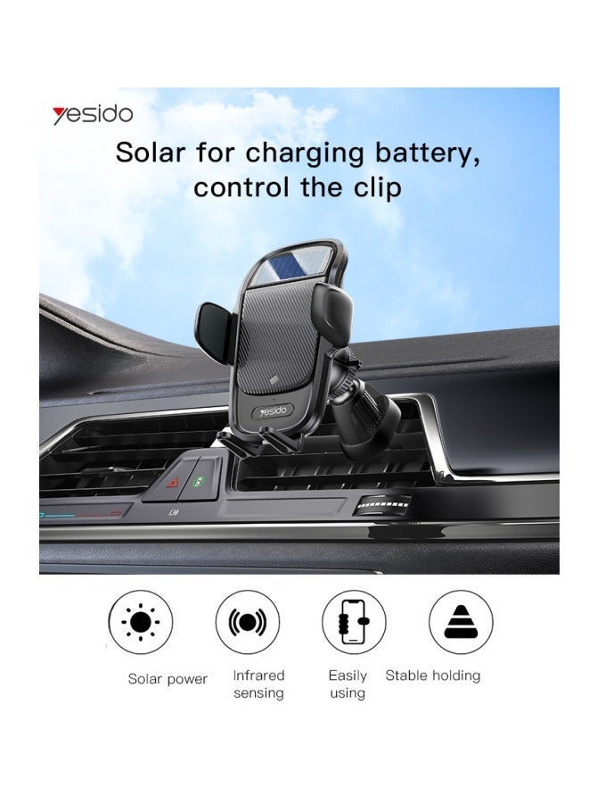 Yesido C164 Solar Car Phone Holder with Wireless Charging - Image 2