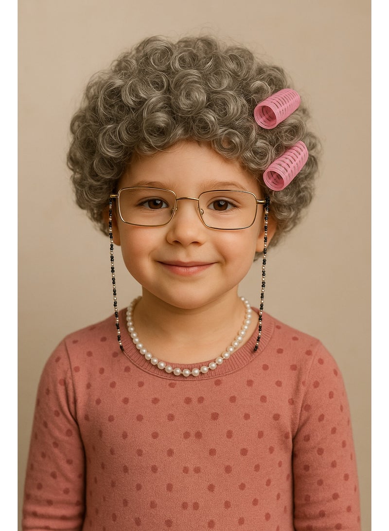 GOGA Old Lady Wig Costume for Women,100 Days of School Costume for Kids Girls, Grandma Granny Costume Wig for Cosplay - Image 3