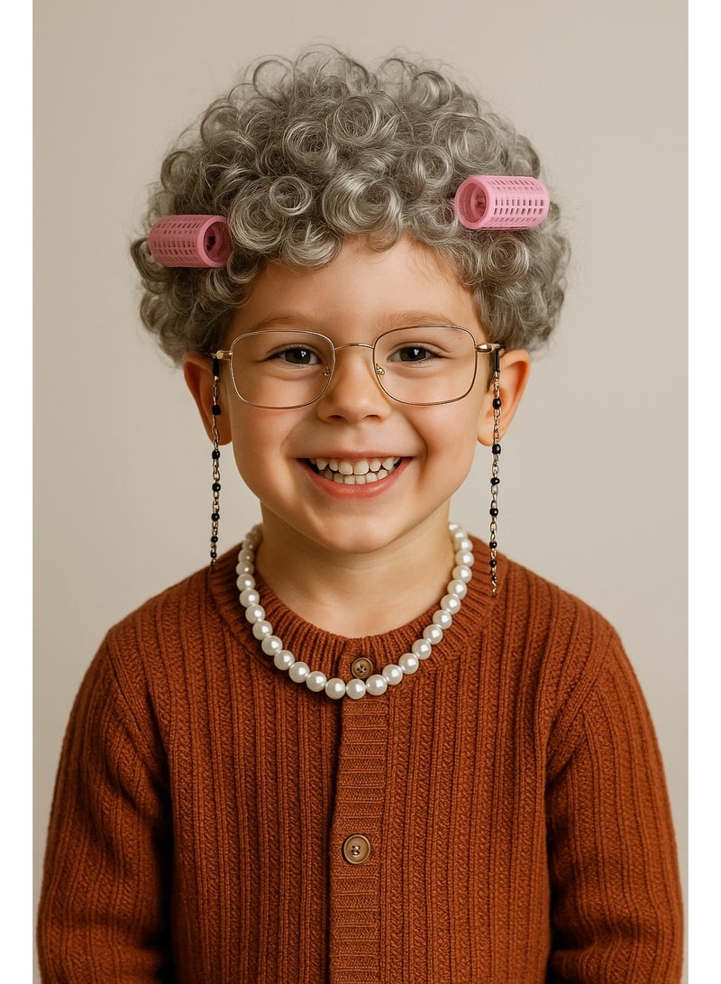 GOGA Old Lady Wig Costume for Women,100 Days of School Costume for Kids Girls, Grandma Granny Costume Wig for Cosplay - Image 2