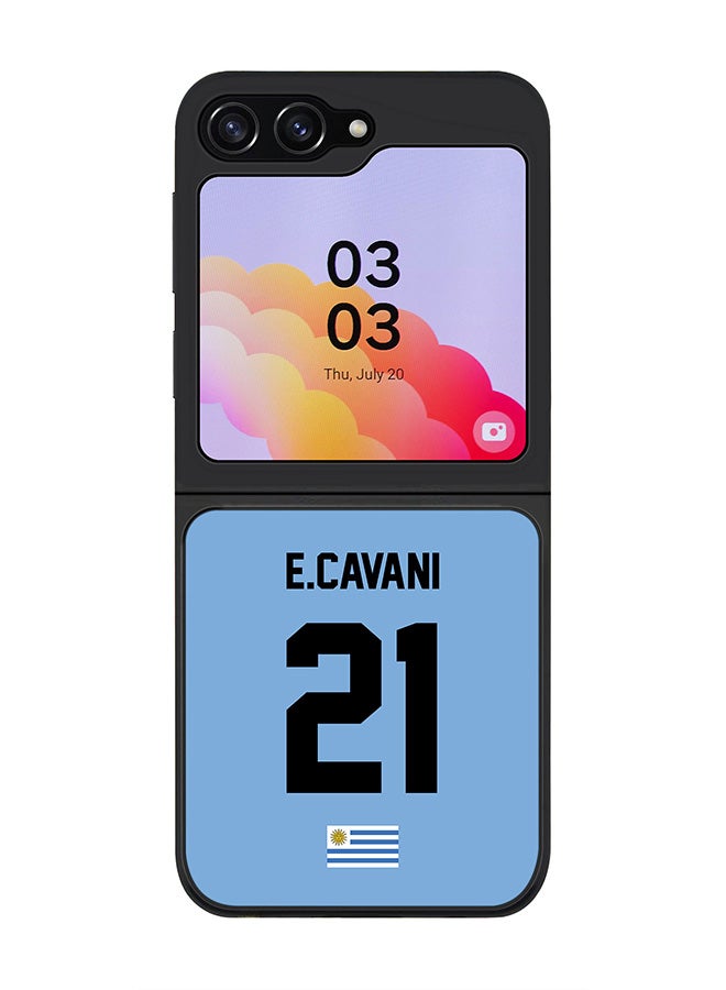 Stylizedd Rugged Black edge case for Samsung Galaxy Z Flip5, Slim fit Soft Case Flexible Rubber Edges Anti Drop TPU Gel Thin Cover -  Football Team - Uruguay , Player Name - E.Cavani - Image 1