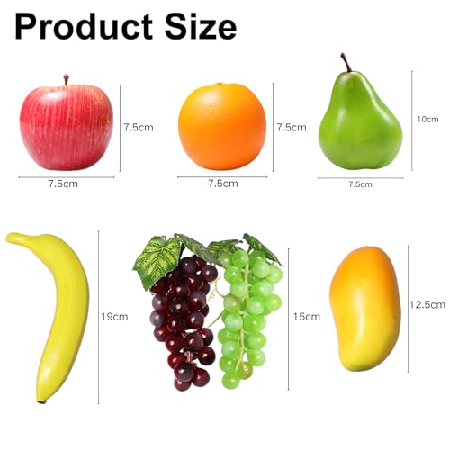 Ikosora 20 Pcs Fake Fruit Pack, Artificial Fruit for Decoration Party, Realistic Fake Fruits Table Centrepieces Decoration Home Kitchen, Lifelike Faux Fruits Apple Bananas - Image 3