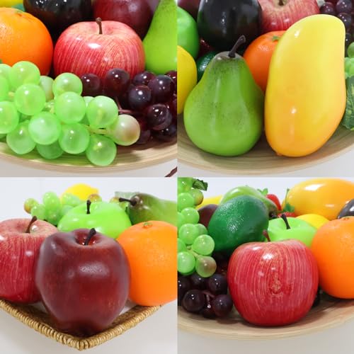 Ikosora 20 Pcs Fake Fruit Pack, Artificial Fruit for Decoration Party, Realistic Fake Fruits Table Centrepieces Decoration Home Kitchen, Lifelike Faux Fruits Apple Bananas - Image 4