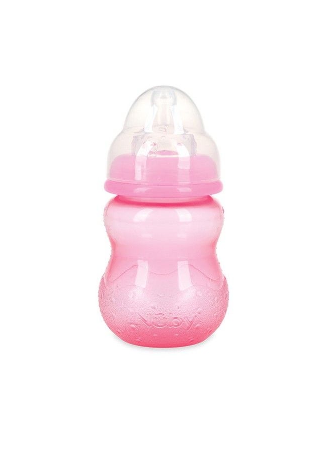 Nuby - Pack Of 2 Non-drip Wide Neck 8Oz Variflow Bottles Soft Silicone Nipples Bpa Free 0+M Aqua Pink Purple - Image 1