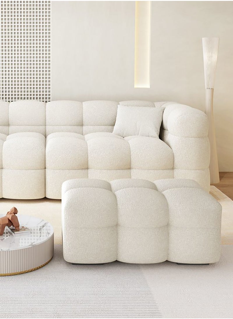 Merry Moments 3 Seater Sofa Modern Sofa White Sofa White Bouclé Upholstered Sofa Curly Oatmeal White for Living Room Reception Office Airbnb with 3-Piece Filled Cushion Set L200xH65xW80 cm  - Image 4