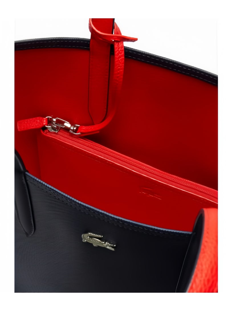 لاكوست حقيبة يد نسائية من لاكوست مزدوجة الجوانب، بلونين، سعة كبيرة، عصرية ومتعددة الاستخدامات، باللون الأزرق الداكن والأحمر - Image 5