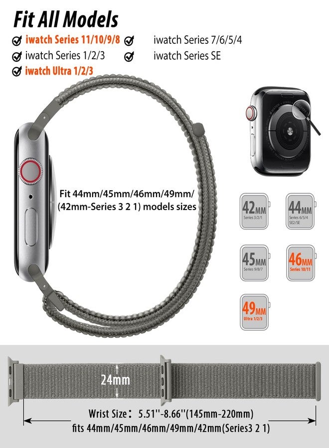 سوار رياضي من النايلون متوافق مع أساور ساعة Apple Watch 44 مم و45 مم و46 مم و49 مم و42 مم للنساء والرجال، أحزمة معصم iWatch لـ Ultra 3 2 وSe وSeries 11 و10 و9 و8 و7، قابل للتهوية، سوار ناعم مثالي للأنشطة الخارجية - Image 2