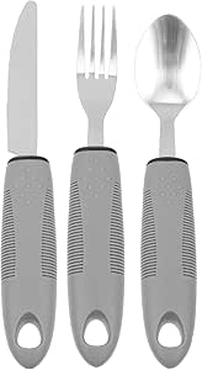 TPR Handle Stainless Steel Seniors Cutlery Non Slip Arthritis Rehab Utensils - Image 1