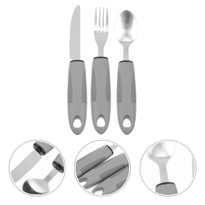 TPR Handle Stainless Steel Seniors Cutlery Non Slip Arthritis Rehab Utensils - Image 4