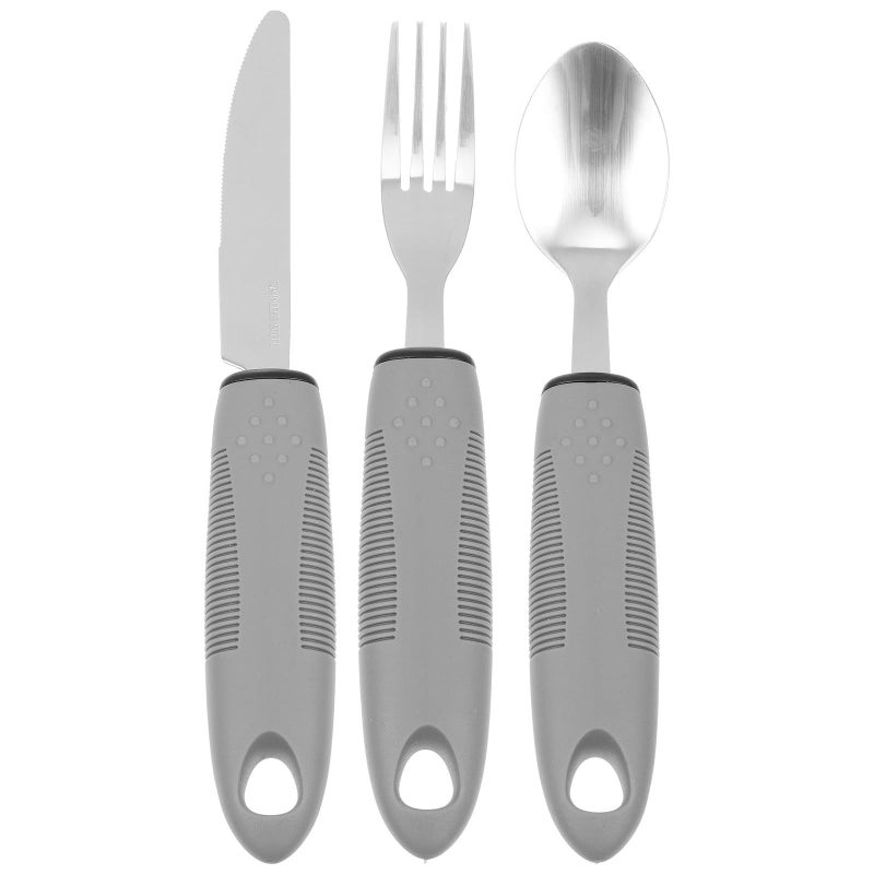 TPR Handle Stainless Steel Seniors Cutlery Non Slip Arthritis Rehab Utensils - Image 2