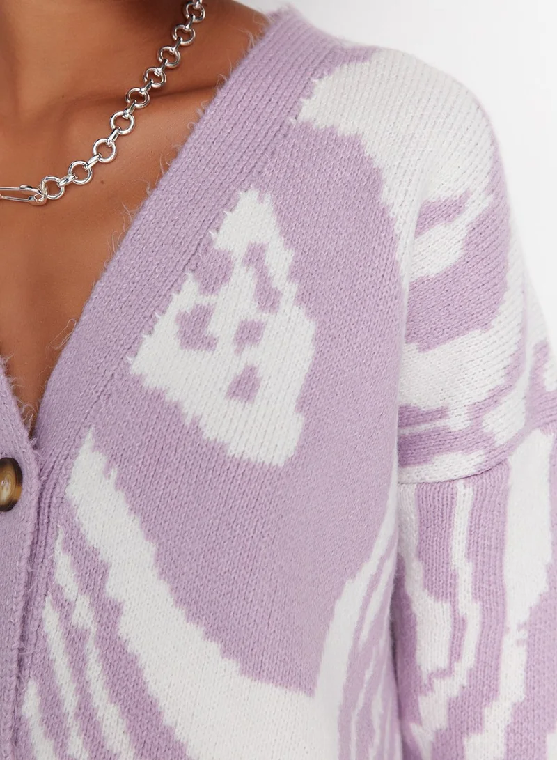 trendyol Oversized Printed Cardigan