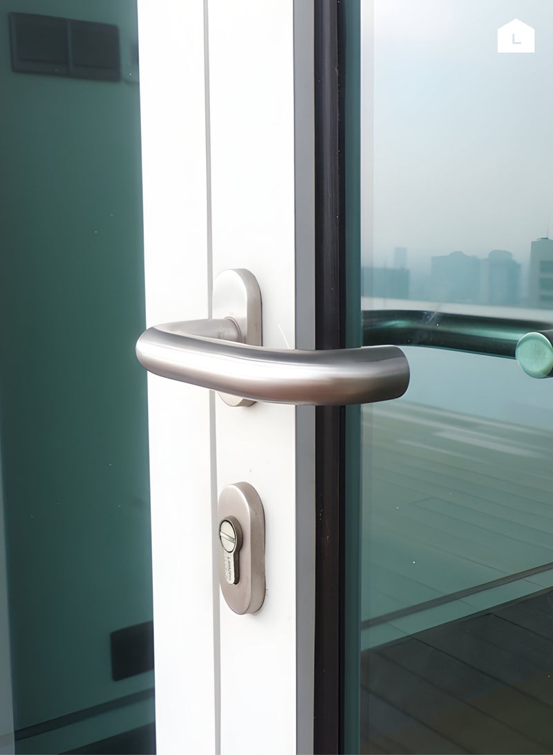 Thumbturn Cylinder Lock with Handle Set of 3 - 60mm, Matte Silver - Steel Keyless and Latch Operation for Interior Doors, Bathrooms, Wooden, Metal Doors with Anti-Snap, Anti-Pick, Anti-Drill