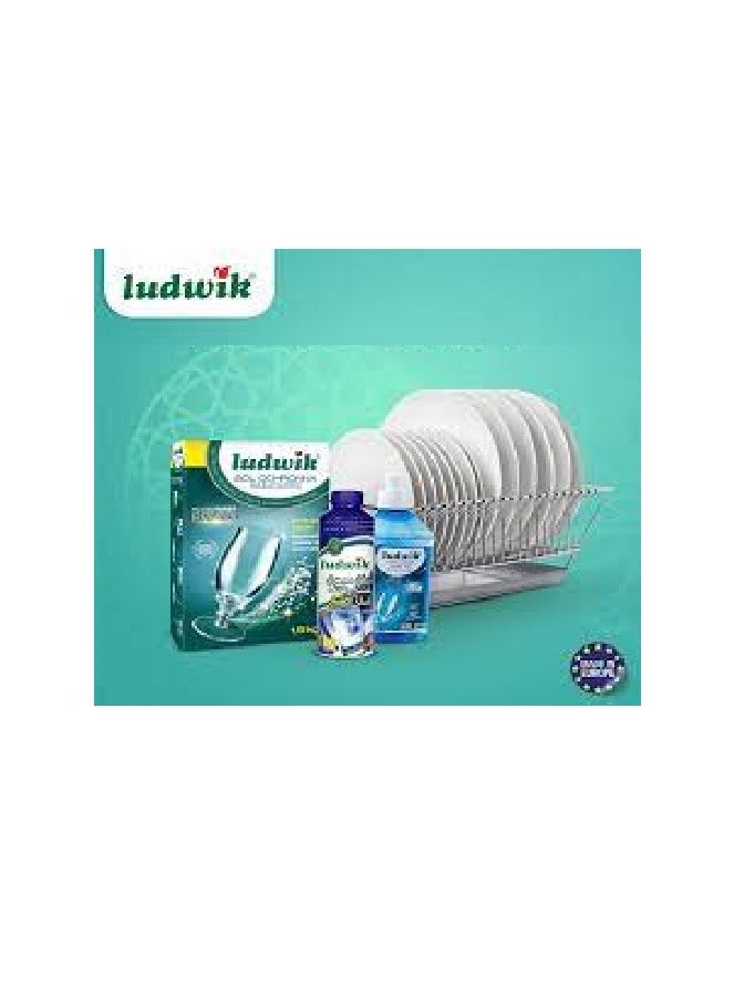 لودفيك لودفيك مسحوق غسالة الاطباق بعدد 5 وظائف بوزن 1 كجم + ملح منظف بوزن 1.5 كجم+ مساعد على الشطف بوزن 300 مل  - Image 3