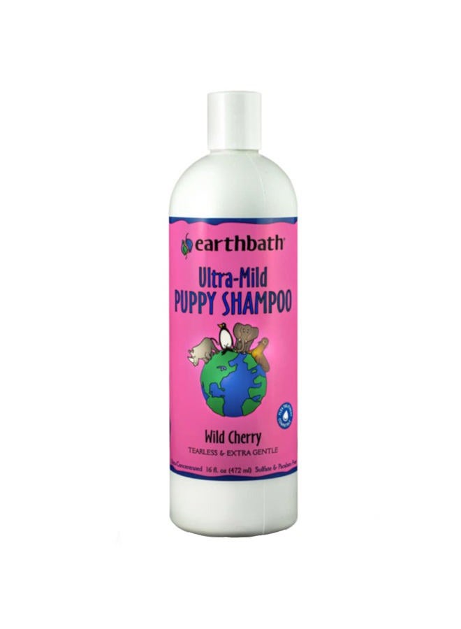 earthbath , Ultra-Mild Wild Cherry Puppy Shampoo - Extra Gentle & Tearless Dog Shampoo, Made in USA, Deodorizing Dog Wash, Cruelty Free Puppy Supplies, Shampoo for Smelly Dogs - 16 Oz (1 Pack) - Image 1