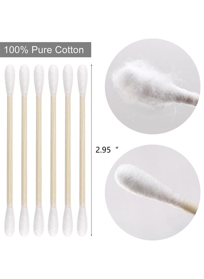 BTYMS 2000 Count Cotton Swabs Double Tipped Ear Cleaning Buds with Bamboo Stick 3 Inch Cotton Tip Applicators for Ears and Makeup