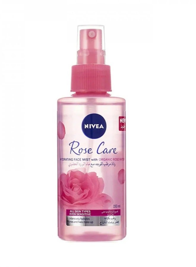 نيفيا رذاذ مرطب للوجه بماء الورد العضوي شفاف 150ملليلتر