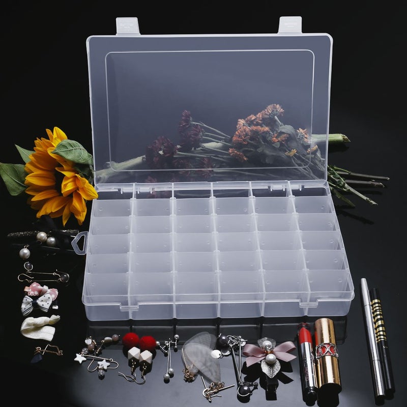 4MYL Transparent Plastic Storage Box with Removable Dividers 36 Grid Cells Jewellery Box Organizer Storage Container - Image 3