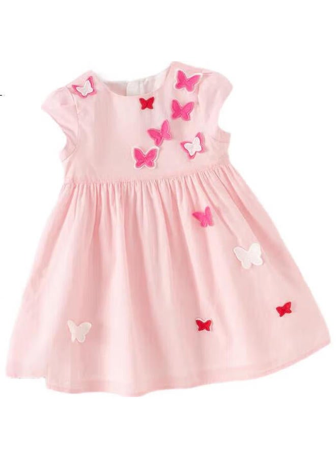 Dave & Bella Davebella Girls' Summer Cotton Princess Dress, Children'S Day Butterfly Dress - Image 1