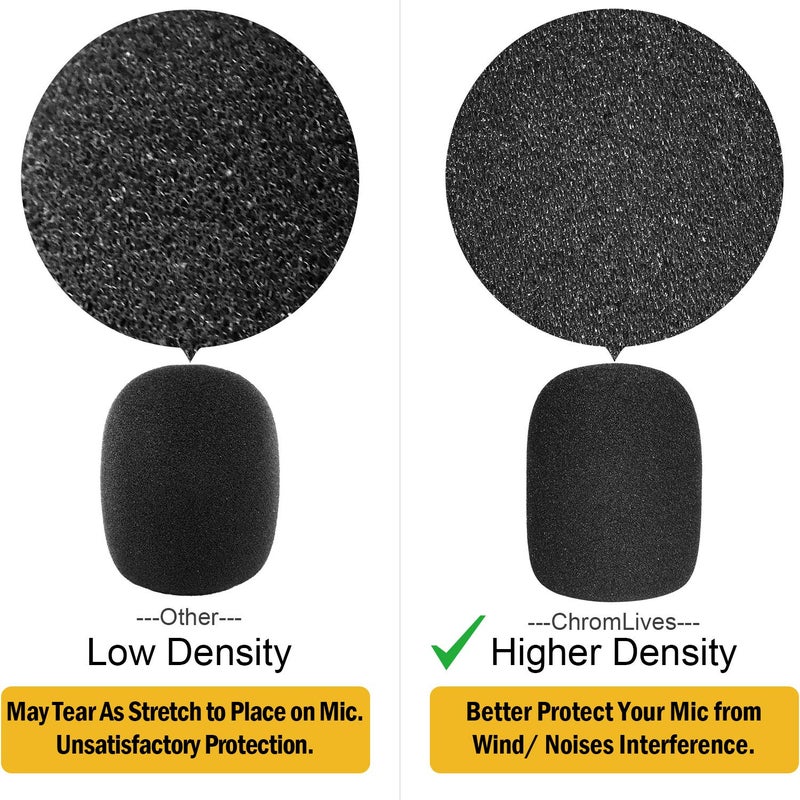 ChromLives Microphone Cover Microphone Windscreen Foam Cover Black Top Grade 6 Pack - Image 2