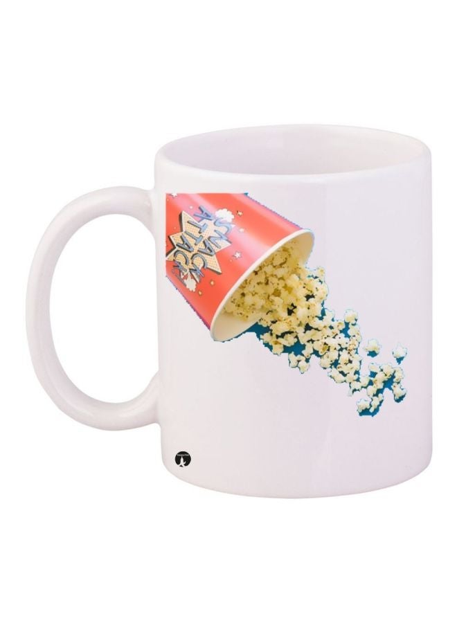 RYN Popcorn Printed Coffee Mug White/Pink/Blue 11ounce