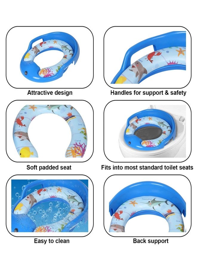 Korbox Toilet Trainer Soft Cushion Baby Potty Seat with Handle and Back Support Toilet Seat for Western Toilet (Blue) - Image 4