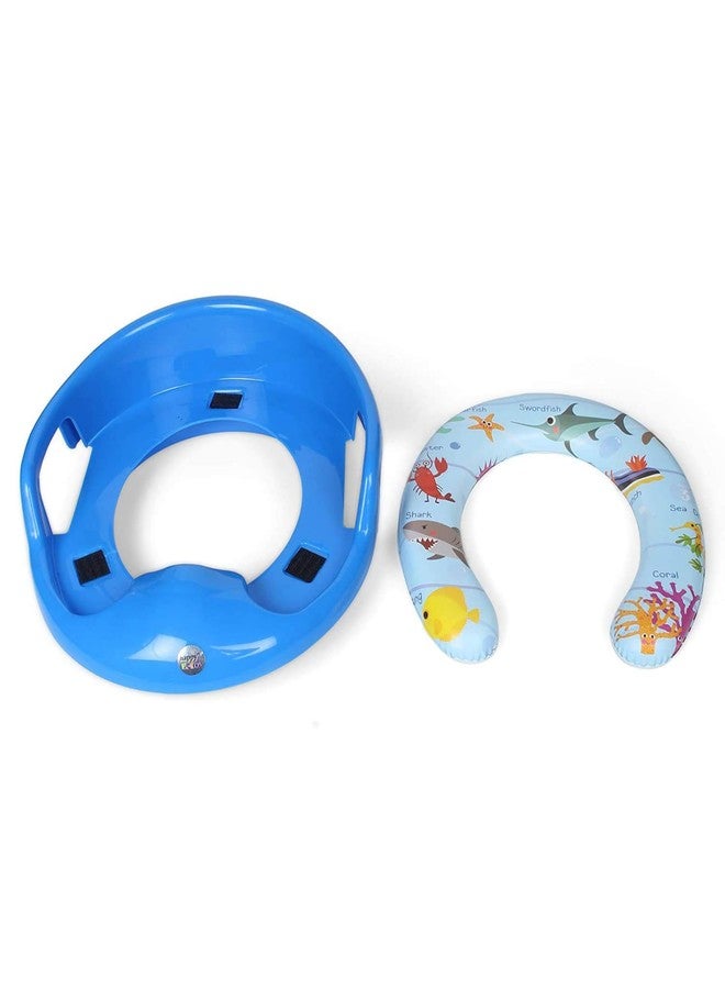 Korbox Toilet Trainer Soft Cushion Baby Potty Seat with Handle and Back Support Toilet Seat for Western Toilet (Blue) - Image 3