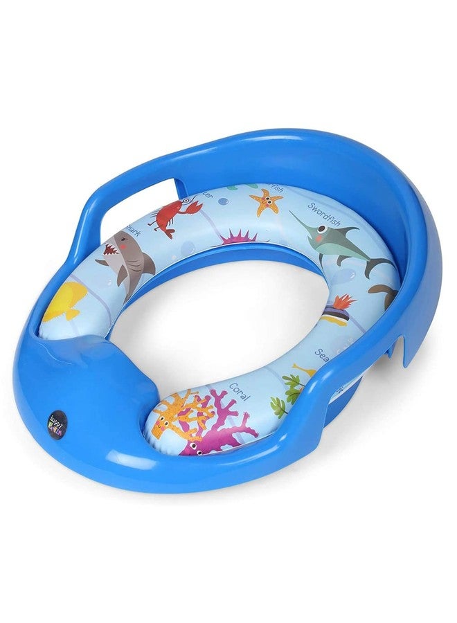 Korbox Toilet Trainer Soft Cushion Baby Potty Seat with Handle and Back Support Toilet Seat for Western Toilet (Blue) - Image 2