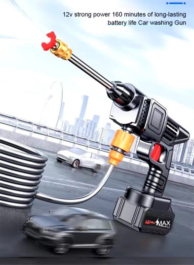 48V Cordless High Pressure Washer with 2 Batteries,30Bar Pressure Water Spray Gun, 48V Lithium Battery Lasts for Long Time with Fully Charged, Portable High Pressure Car Washer for Car/Fence/Wall/Deck Cleaning (48V) - Image 4