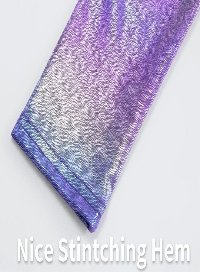 Gnainach Holographic Leggings Girls 5-6 Years Old Sparkly Purple Stretchy Durable Active Pants Cute Clothes for Kids Dance Running - Image 5