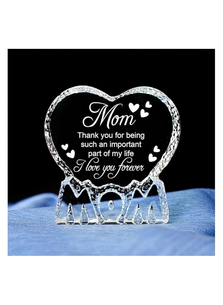 PRINTSHOP4ME - Mother’s Day Heart Shape Crystal Gift-Gift From Daughter,Son And Husband To Mom-Birthday Gift For Mom Or Grandmother-Mom Engraved Crystal - Image 1