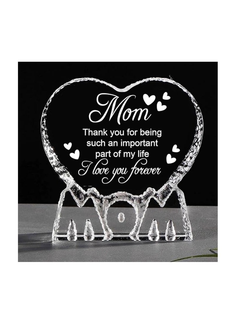 PRINTSHOP4ME - Mother’s Day Heart Shape Crystal Gift-Gift From Daughter,Son And Husband To Mom-Birthday Gift For Mom Or Grandmother-Mom Engraved Crystal - Image 1