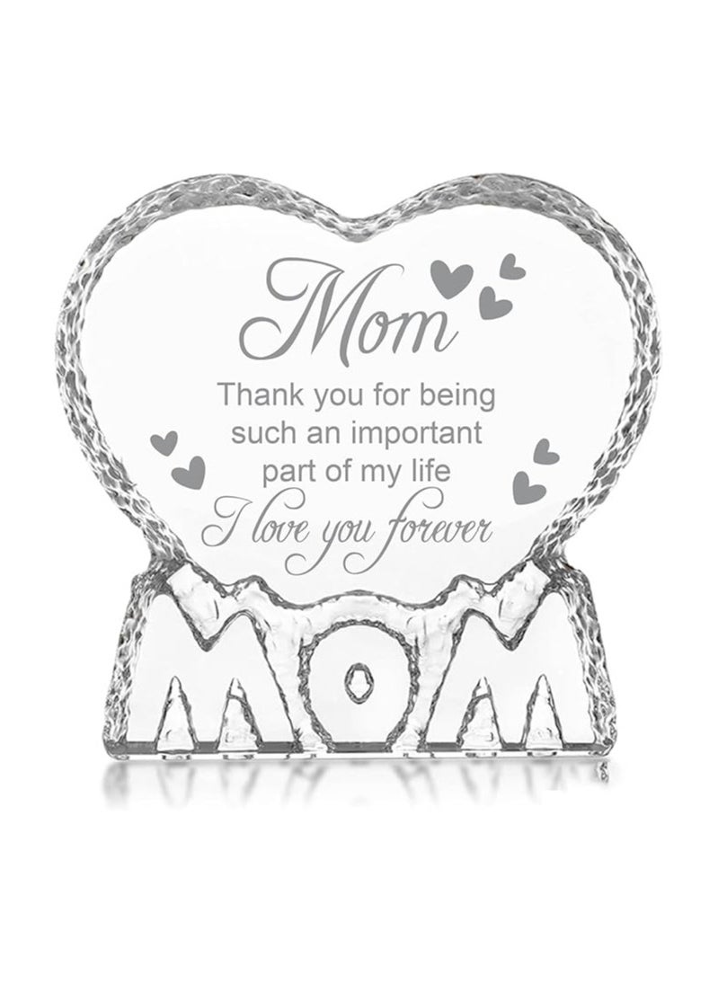 PRINTSHOP4ME - Mother’s Day Heart Shape Crystal Gift-Gift From Daughter,Son And Husband To Mom-Birthday Gift For Mom Or Grandmother-Mom Engraved Crystal - Image 1
