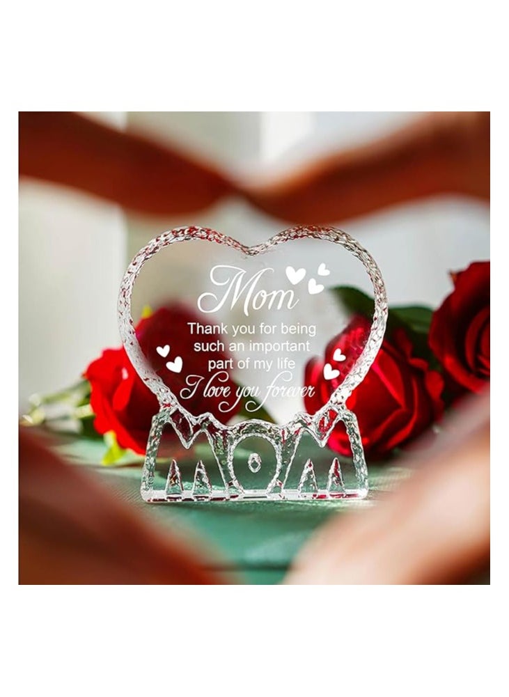PRINTSHOP4ME - Mother’s Day Heart Shape Crystal Gift-Gift From Daughter,Son And Husband To Mom-Birthday Gift For Mom Or Grandmother-Mom Engraved Crystal - Image 1