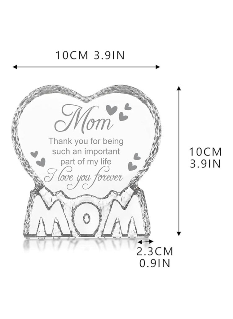 PRINTSHOP4ME - Mother’s Day Heart Shape Crystal Gift-Gift From Daughter,Son And Husband To Mom-Birthday Gift For Mom Or Grandmother-Mom Engraved Crystal - Image 1