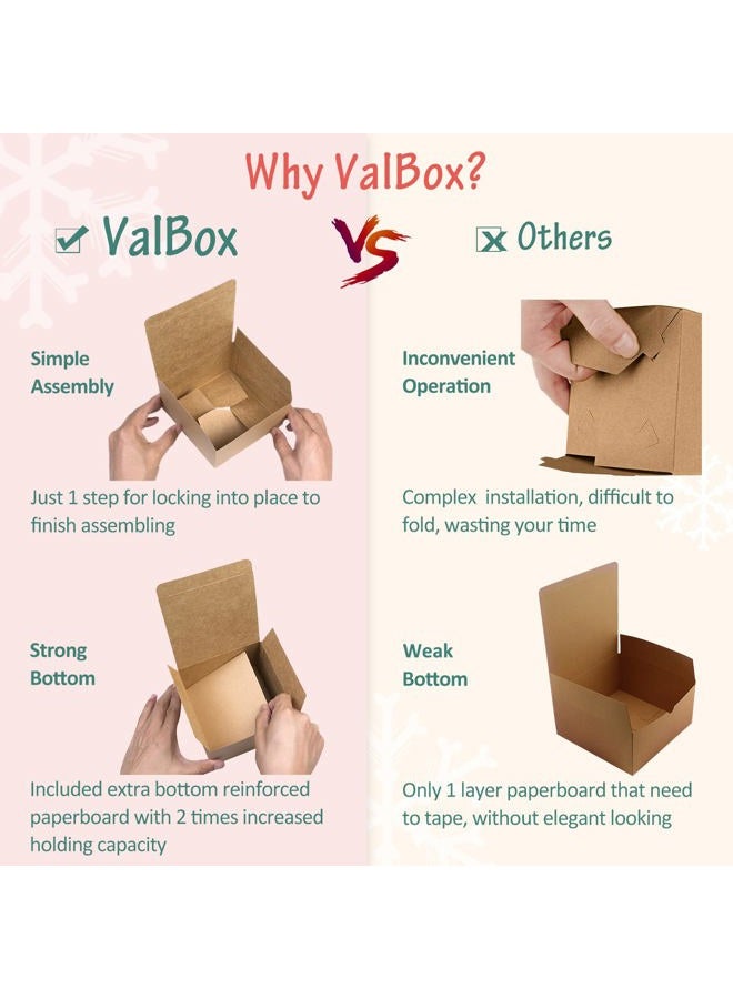 ValBox 20pcs Brown Gift Boxes 5 x 5 x 3.5 Recycled Paper Gift Boxes with Lids for Gifts, Cupcake Boxes, Easy Assemble Boxes with Reinforced Cardboard - Image 3