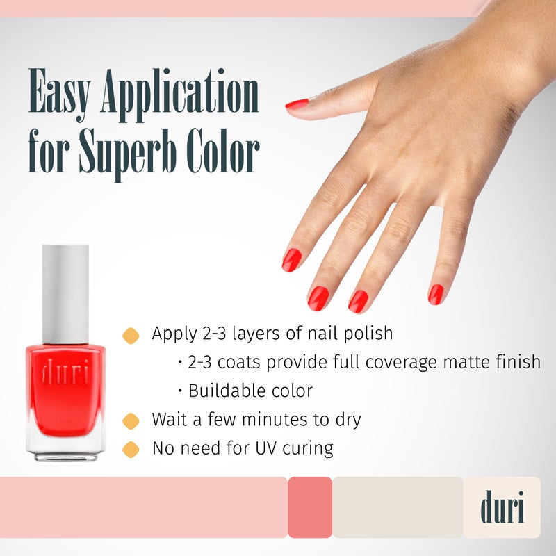 duri 645N Windy City Roar Nail Polish, Neon Red Color, Matte Finish, 0.45 Fl Oz - Image 3