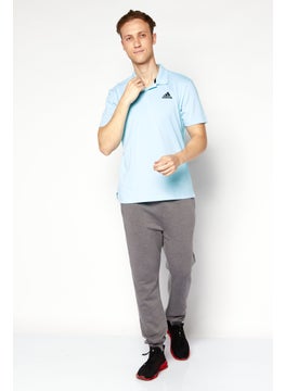 Adidas Men Sportswear Fit Short Sleeve Training Polo Shirt, Sky Blue/Black  - Image 3
