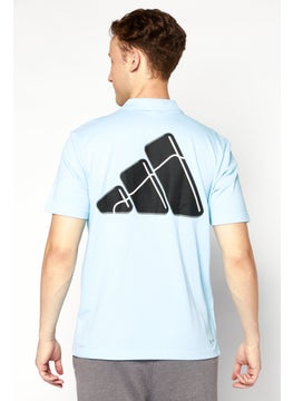 Adidas Men Sportswear Fit Short Sleeve Training Polo Shirt, Sky Blue/Black  - Image 2