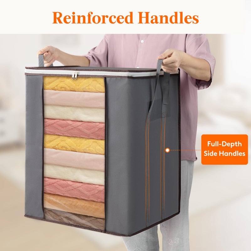 Lifewit Extra Large Blanket Comforter Storage Bags with Reinforced Handles for Bedding, Sheet, Foldable Clothes Storage Containers for King Size Quit, 120L Linen Moving Bag 4 Pack - Image 3
