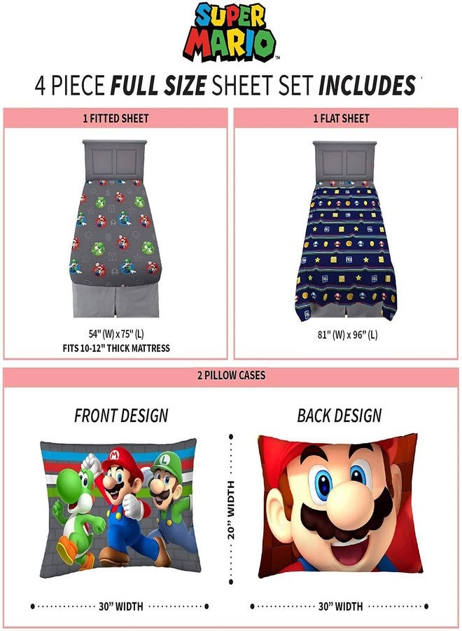 Super Mario Trifecta Fun 4-Piece Full Sheet Set - Image 2