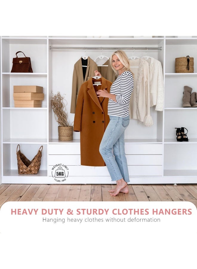 ManGotree Velvet Hangers With Cascade Hole, Non-Slip Rounded Clothes Hangers, Sturdy Felt Hangers, Space-Saving Suit Hangers For Sweaters, Pants, Dresses, Skirts, Coats (White, 50 Pack) - Image 4